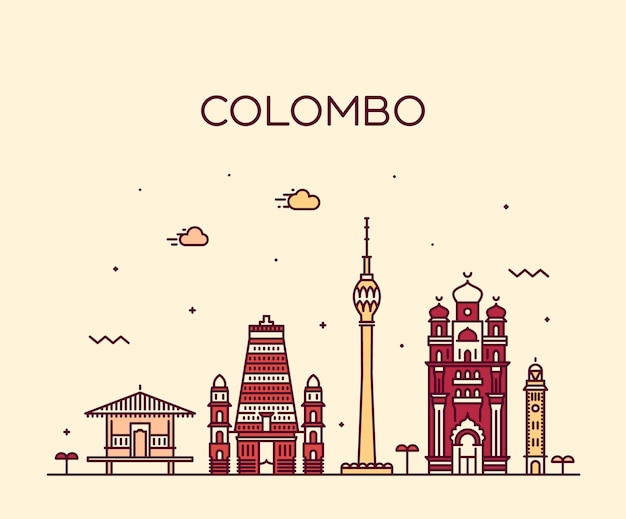 Vectorillustratie van de skyline van Colombo, Sri Lanka