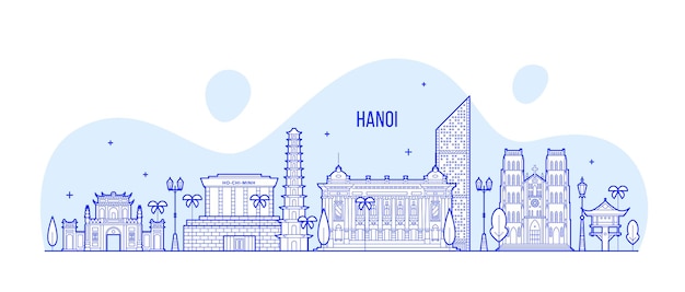 Vectorillustratie van de skyline van Hanoi in Vietnam