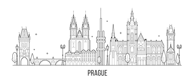 Vectorillustratie van de skyline van Praag in Tsjechië