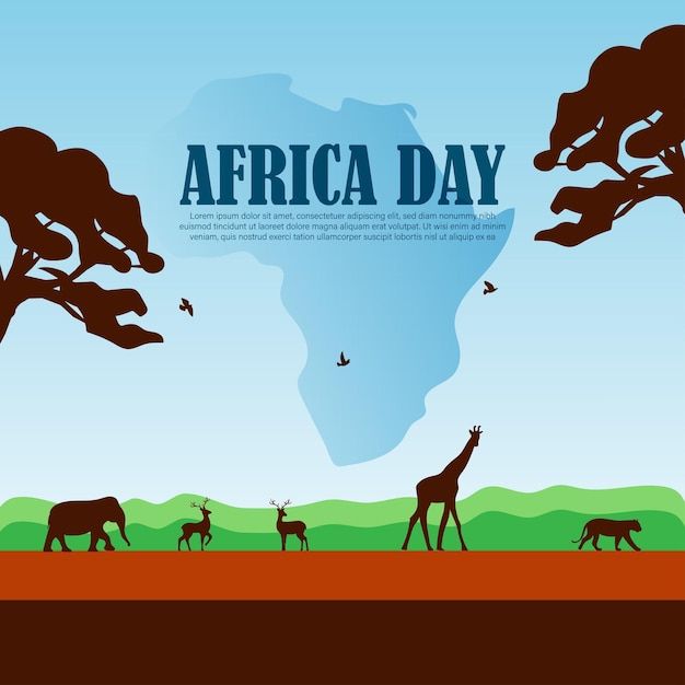 Vectorillustratie van de template van de social media feed van Happy Africa Day