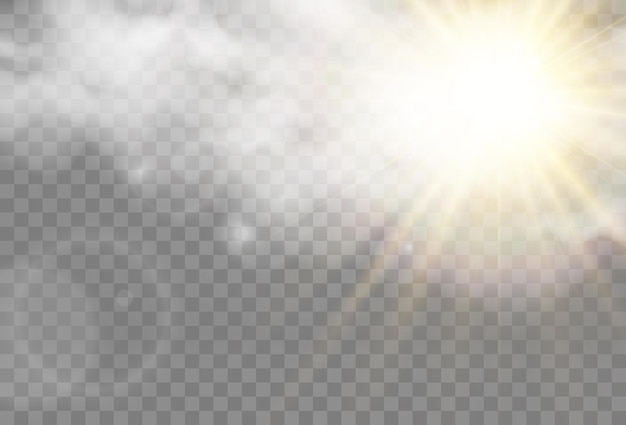 Vectorillustratie van de zon die door de wolken schijnt Zonlicht Bewolkt vector