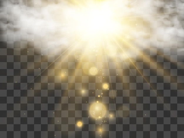 Vectorillustratie van de zon die door de wolken schijnt Zonlicht Bewolkt vector