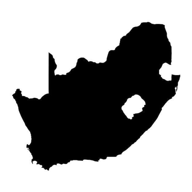 Vectorillustratie van de zwarte kaart van Zuid-Afrika op witte achtergrond