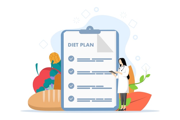 vectorillustratie van dieetplanlijst met keto-dieettraining en gewichtsbeheersing