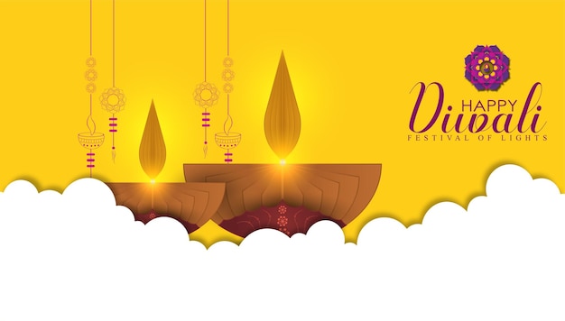 Vectorillustratie van diya op Diwali-viering.