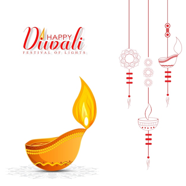 Vectorillustratie van diya op Diwali-viering.