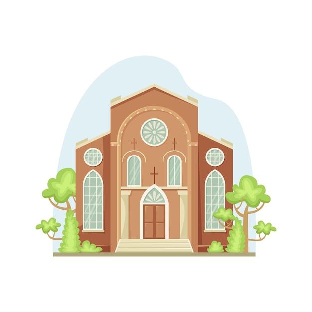 Vector vectorillustratie van een baptistenkerk religieus architectonisch gebouw flat style