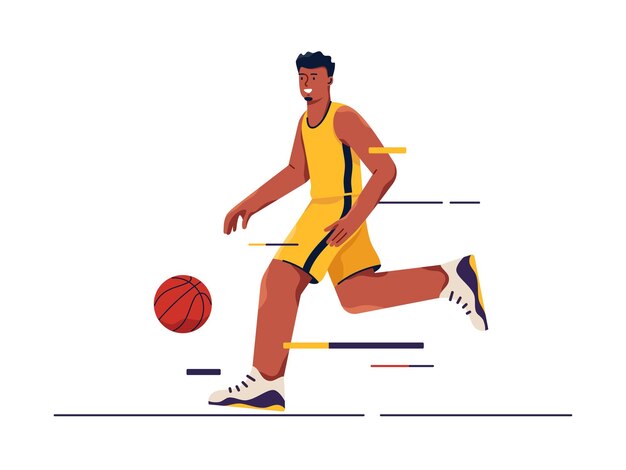 Vectorillustratie van een basketbalspeler in beweging