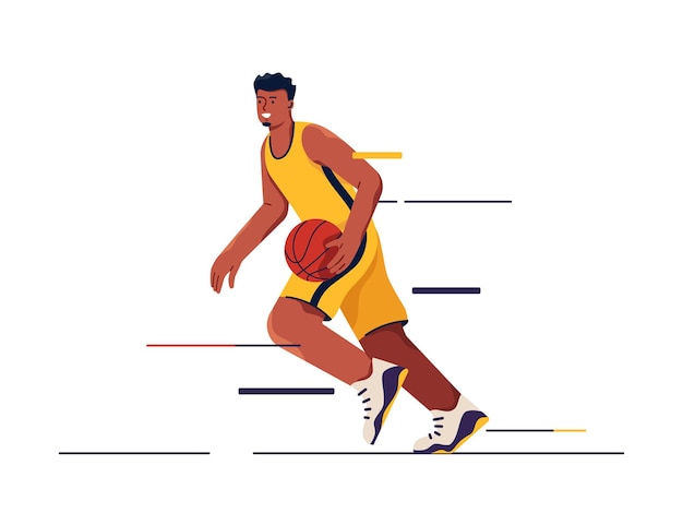 Vector vectorillustratie van een basketbalspeler in beweging