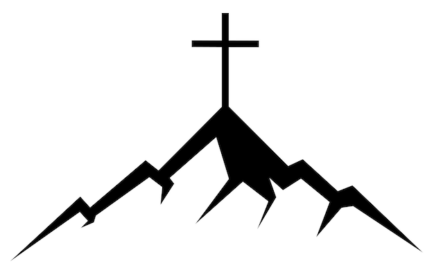 vectorillustratie van een berg en een kruis op een transparante achtergrond