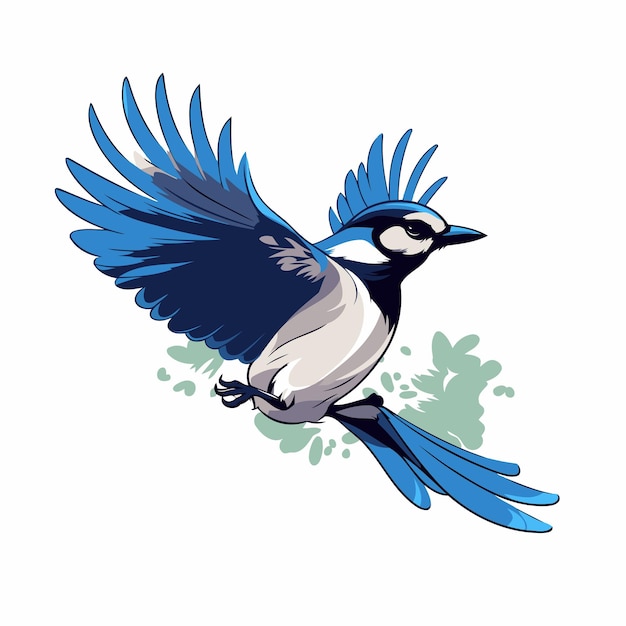 Vector vectorillustratie van een blauwe jay op een witte achtergrond