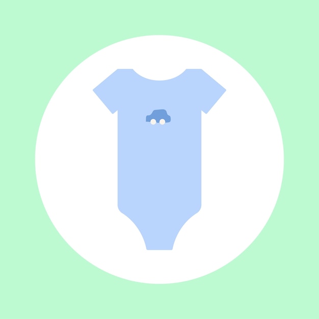 Vectorillustratie van een bodysuit voor kinderen39 voor een jongen blauw met een blauwe auto op een groene achtergrond