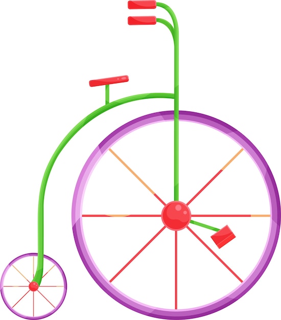 Vectorillustratie van een circusfiets een fiets met een groot en klein wielcircusmateriaal