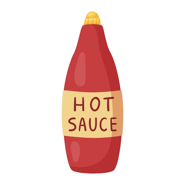 Vectorillustratie van een fles hete Mexicaanse saus of ketchup