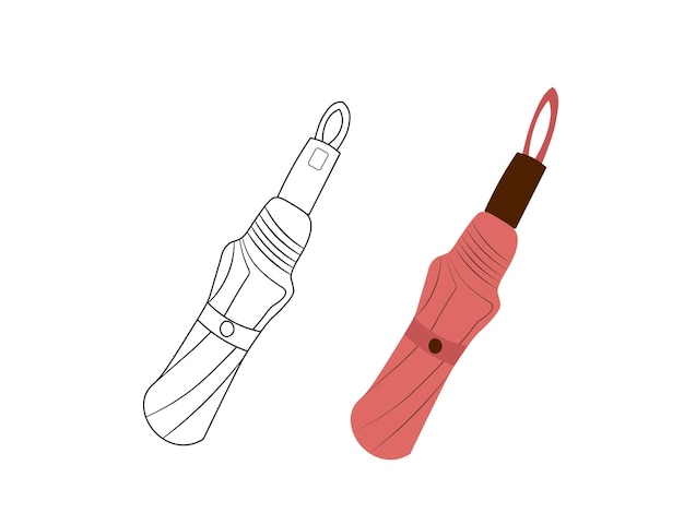 Vectorillustratie van een gevouwen paraplu in de stijl van flats en contouren Paraplu kleuren