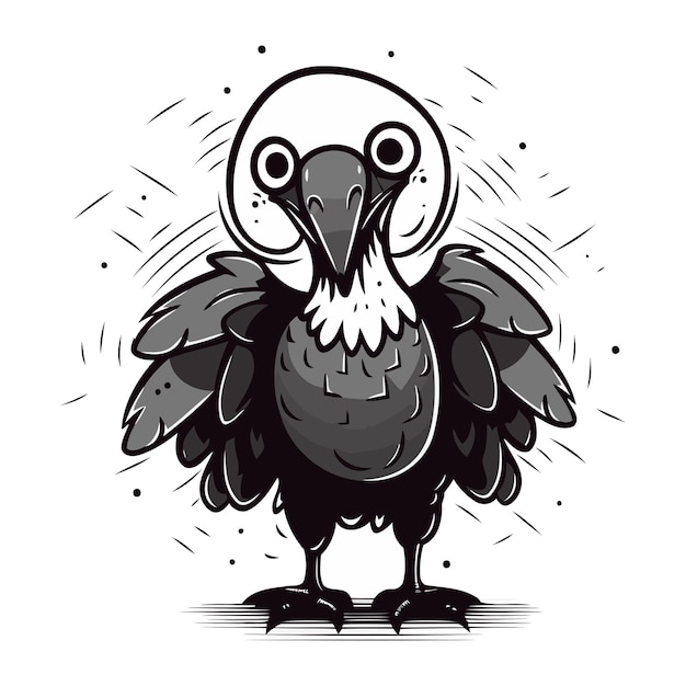 Vector vectorillustratie van een gier op een witte achtergrond zwart en wit