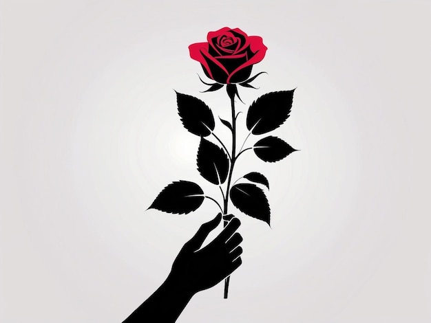 Vectorillustratie van een hand die een roosbloem vasthoudt