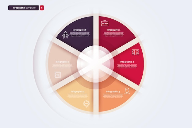 Vector vectorillustratie van een infografische grafiek met zes cycli