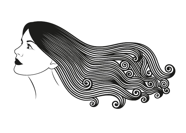 Vectorillustratie van een jong meisje met mooi haar