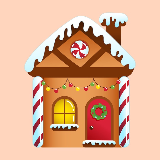 Vector vectorillustratie van een kerstgebak met snoep en lolly decoratie