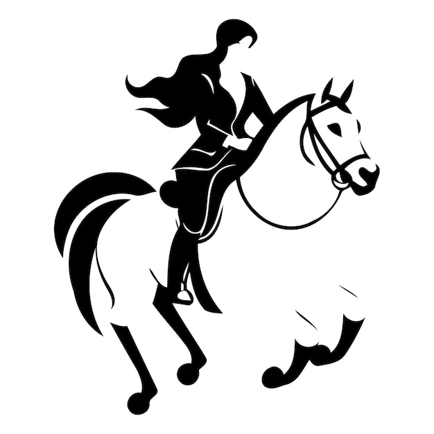 Vectorillustratie van een meisje dat op een paard rijdt Paardensport