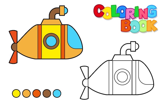 Vector vectorillustratie van een onderzeeër kleurboek voor kinderen eenvoudig niveau