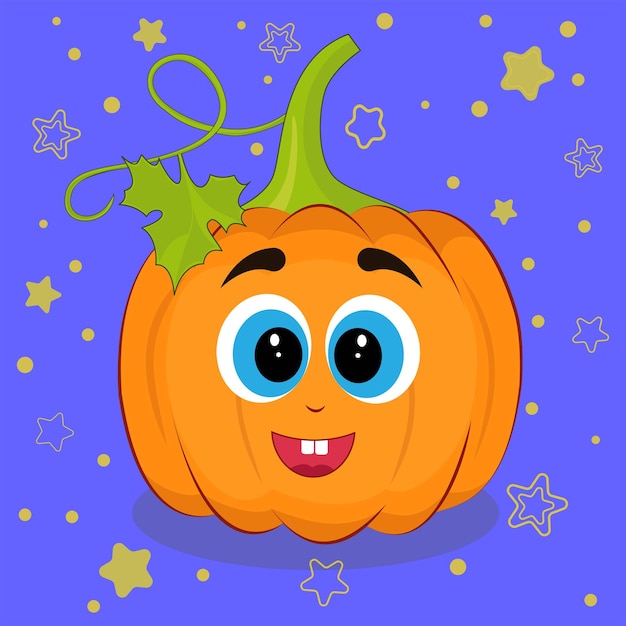 Vector vectorillustratie van een oranje pompoen voor halloween grappige pompoen met grote ogen