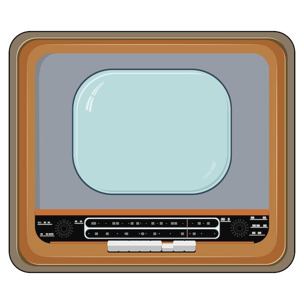 Vectorillustratie van een oude tv met houten kist