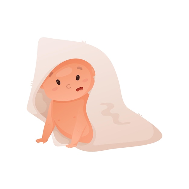 Vectorillustratie van een pasgeboren baby gewikkeld in een deken schattig kind karakter geïsoleerd op wit