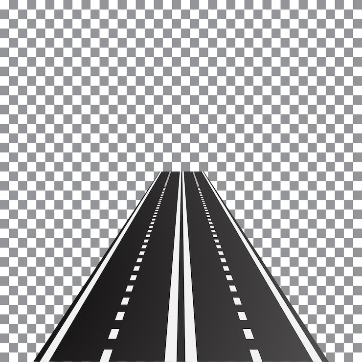 Vector vectorillustratie van een perspectieve weg met twee rijstroken