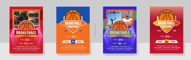 Vector vectorillustratie van een poster sjabloon voor een basketbaltoernooi flyer met basketbal