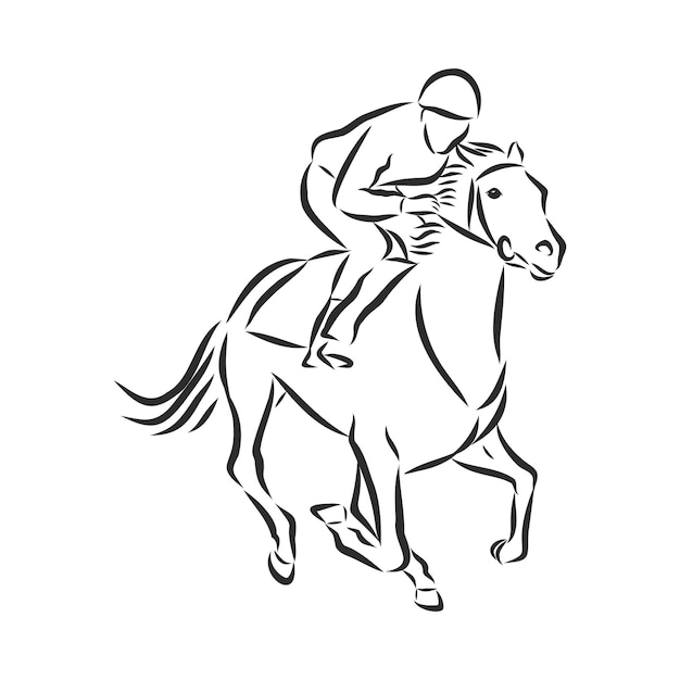 Vectorillustratie van een racepaard en jockey