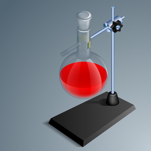 Vectorillustratie van een realistisch statief en kolf voor een chemisch laboratorium schets voor creativiteit