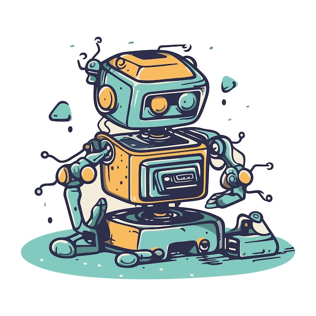 Vectorillustratie van een robot Handgetekende robot Cartoon robot