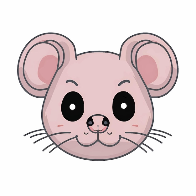 Vectorillustratie van een schattig cartoon muis gezicht of hoofd kawaii stijl dier personage icoon