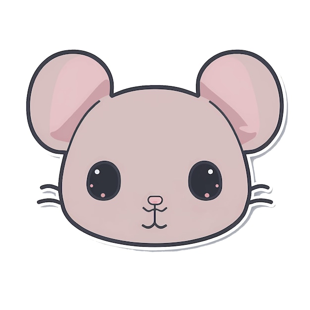 Vectorillustratie van een schattig cartoon muis gezicht of hoofd kawaii stijl dier personage icoon