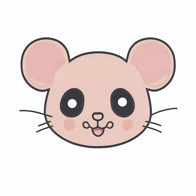 Vectorillustratie van een schattig cartoon muis gezicht of hoofd kawaii stijl dier personage icoon