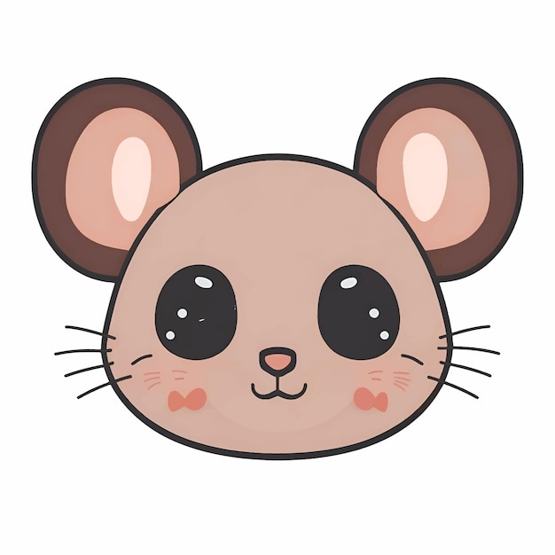 Vectorillustratie van een schattig cartoon muis gezicht of hoofd kawaii stijl dier personage icoon