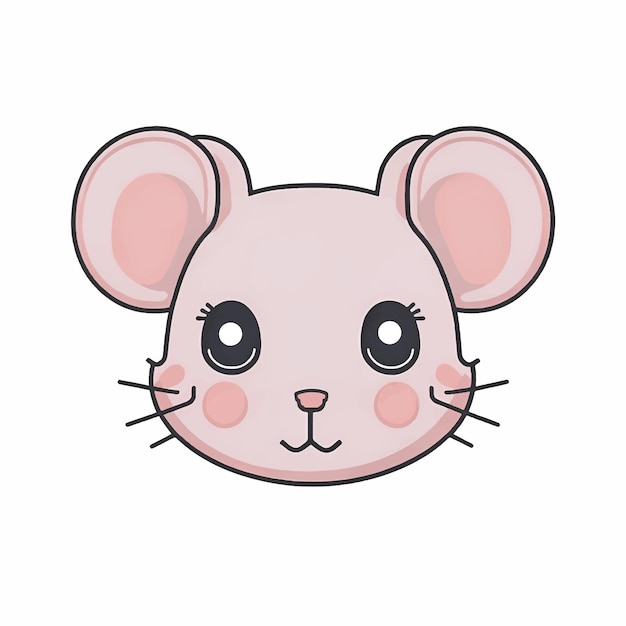 Vectorillustratie van een schattig cartoon muis gezicht of hoofd kawaii stijl dier personage icoon