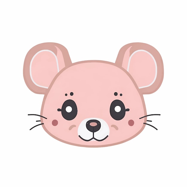 Vectorillustratie van een schattig cartoon muis gezicht of hoofd kawaii stijl dier personage icoon