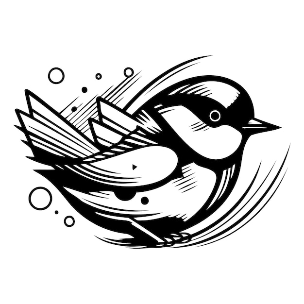 Vectorillustratie van een schattig cartoon titmouse symbool van het nieuwe jaar