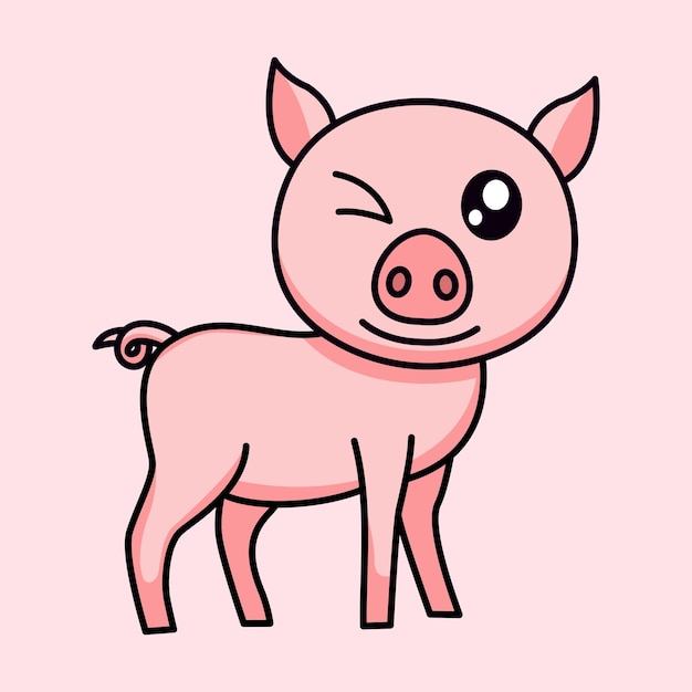 vectorillustratie van een schattig en dik varken