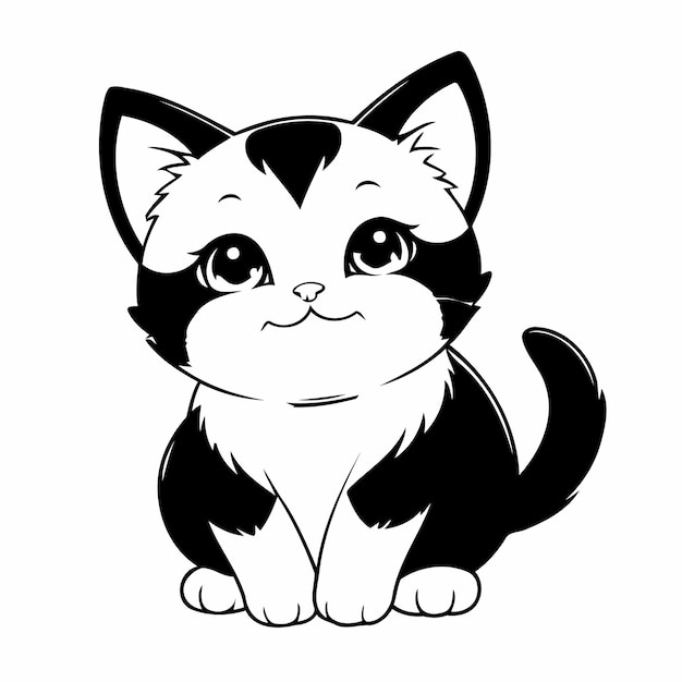 Vector vectorillustratie van een schattig kitten doodle voor peuters werkblad
