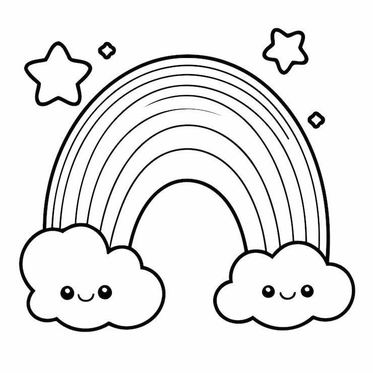 Vector vectorillustratie van een schattig rainbow doodle voor peuters kleurpagina