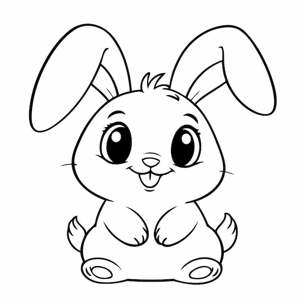 Vectorillustratie van een schattige Bunny doodle kleuractiviteit voor kinderen