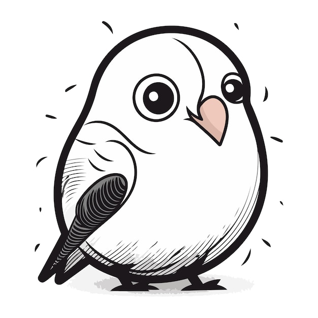 Vector vectorillustratie van een schattige cartoon vogel met een zwart-wit patroon