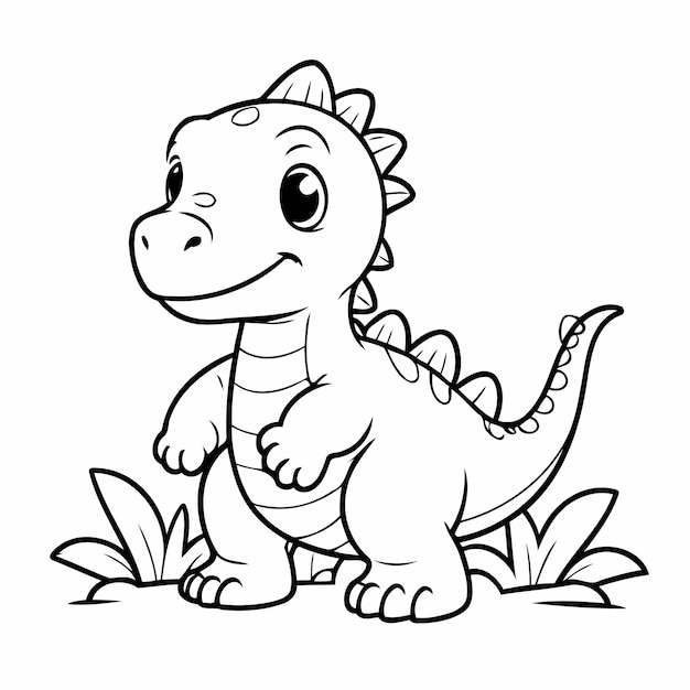 Vectorillustratie van een schattige Dino tekening kleur activiteit