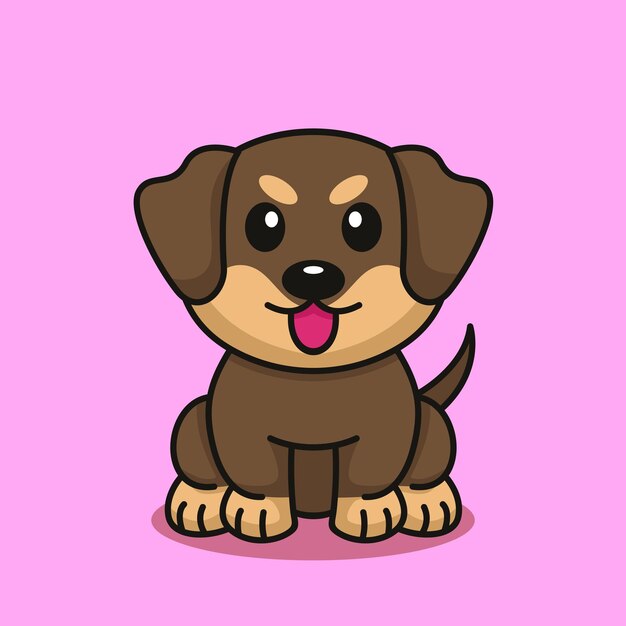 Vectorillustratie van een schattige en schattige puppy