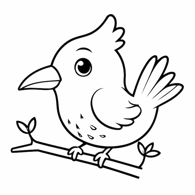 Vector vectorillustratie van een schattige exoticbird die met de hand is getekend voor peuters