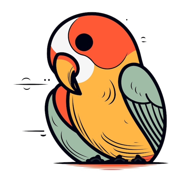Vector vectorillustratie van een schattige papegaai op een witte achtergrond cartoon stijl
